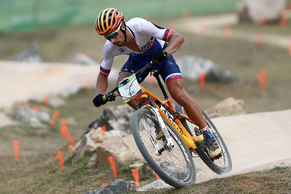 Peter Sagan practices on the MTB course of the Rio 2016 Olympic Games at the Mountain Bike Centre