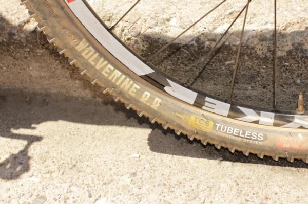 WTB's Wolverine 2.2 FR TCS reinforced fast rolling tyre.