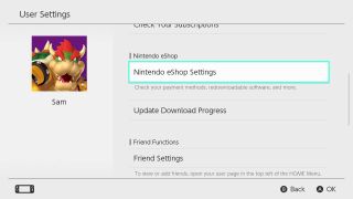 Nintendo Eshop Settings