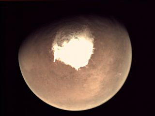 The Red Planet welcomes ExoMars - south pole visible.