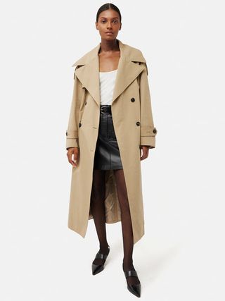Nelson Cotton Trench Coat in Stone