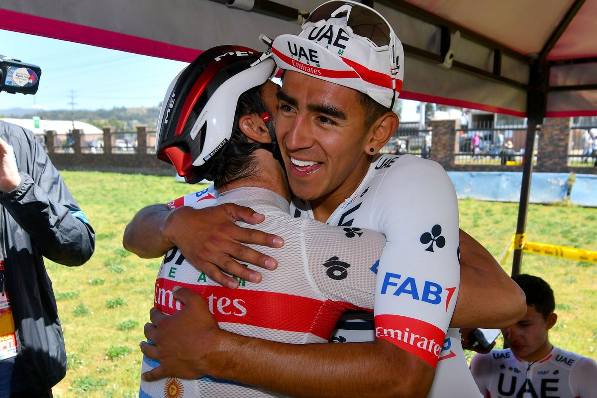 Tour Colombia 2020 3rd Edition 2nd Stage Paipa Duitama 1524 km 12022020 Maximiliano Richeze ARG UAE Team Emirates Juan Sebastian Molano COL UAE Team Emirates photo Dario BelingheriBettiniPhoto2020