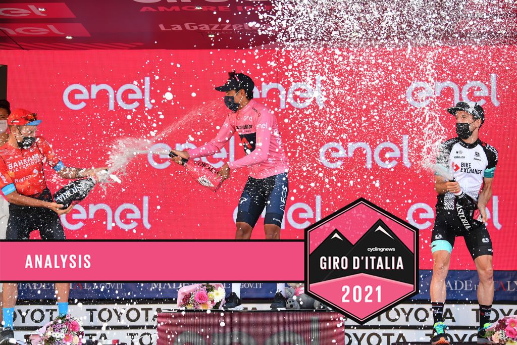 The final 2021 Giro d&#039;Italia podium 