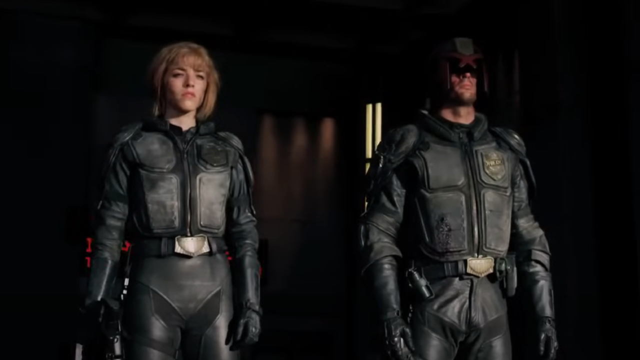 Anderson and Dredd standing next to each other in Dredd