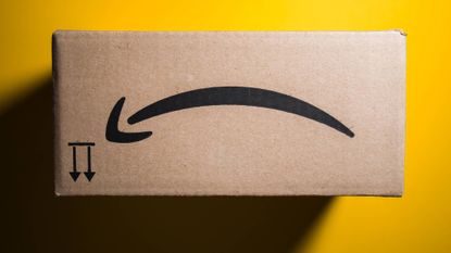 Amazon box held upside down