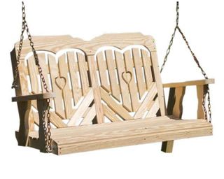 Treated pine heartback porch swing for two people