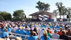 Team United States and Team Europe on stage during the Opening Ceremony prior to the Solheim Cup at Robert Trent Jones Golf Club on September 12, 2024 in Gainesville, Virginia.