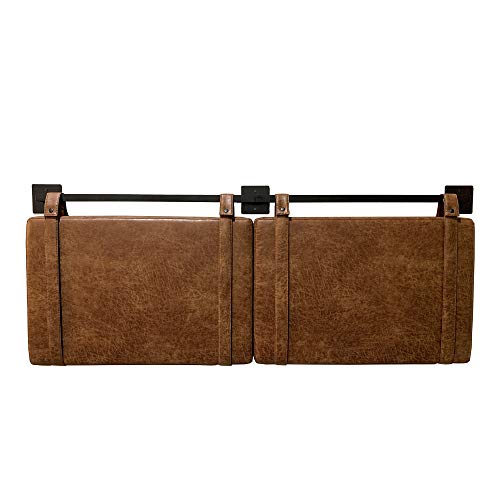 Nathan James Harlow Modern Wall Mount Hanging Headboard, Queen, Brown Faux Leather