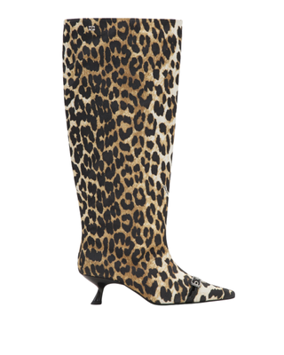 Leopard Eyelets Slouchy High Shaft Boots