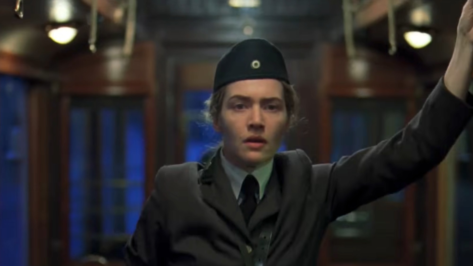 Kate Winslet in a military uniform in The Reader