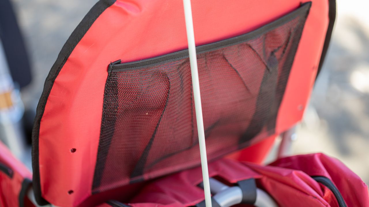 Weehoo Bike trailer detail of pocket behind seat