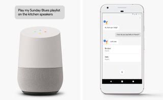 Google Home speaker and Pixel
