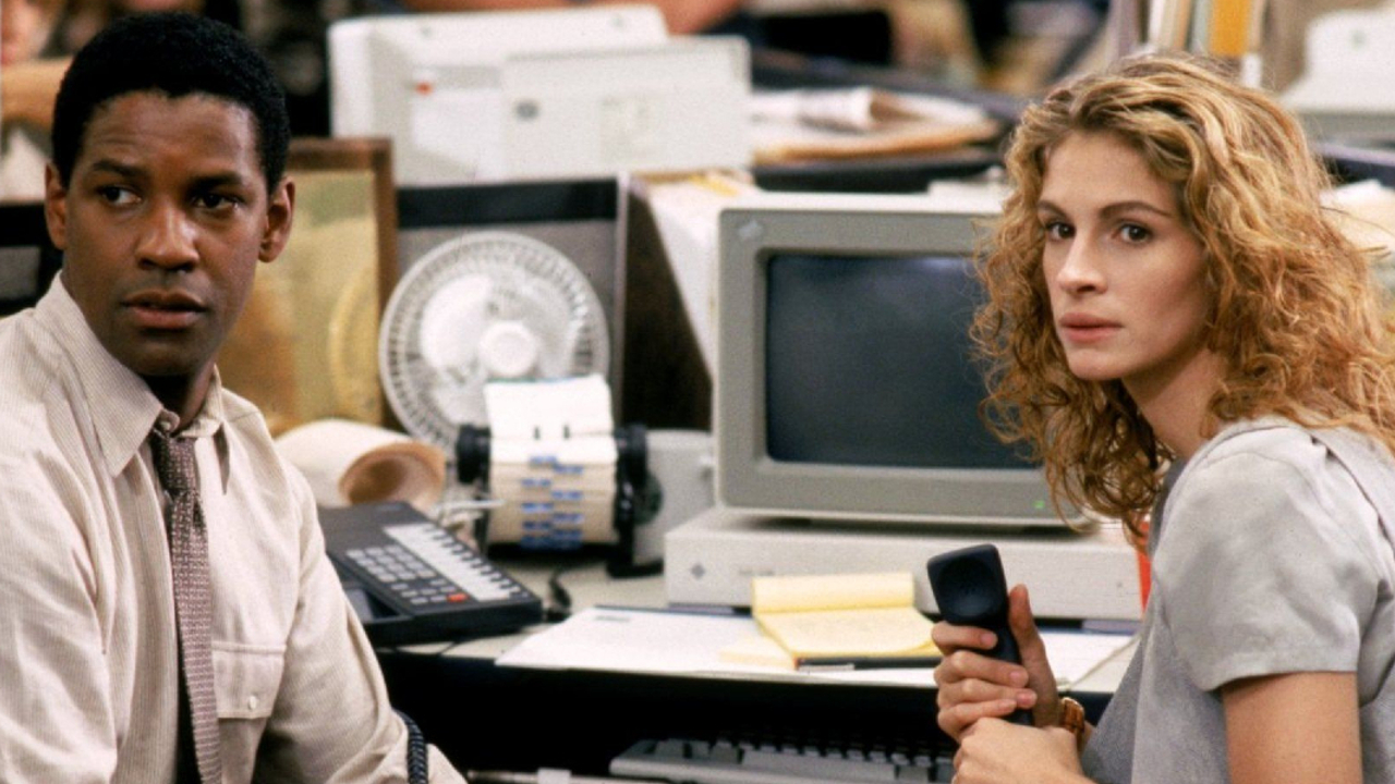 Denzel Washington and Julia Roberts in The Pelican Brief