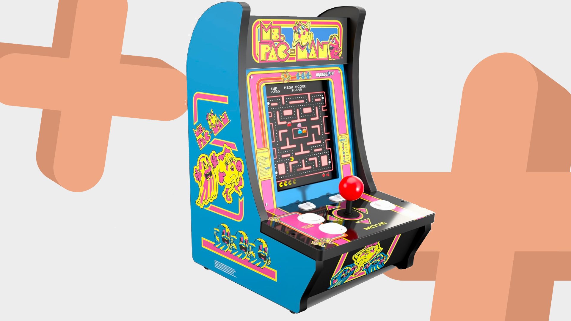 Arcade1Up Ms. Pac-Man Countercade with angled view