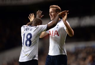 Harry Kane, right, had to wait close to two years before he could open his account at White Hart Lane, but did so in a Capital One Cup tie with Hull in October, 2013