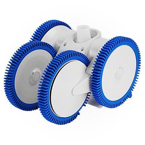 Poolvergnuegen Pressure PoolCleaner image: This pool cleaner is only suitable for concrete pools with the tires out of the box, but you can purchase other types of tires suitable for fiberglass or vinyl.