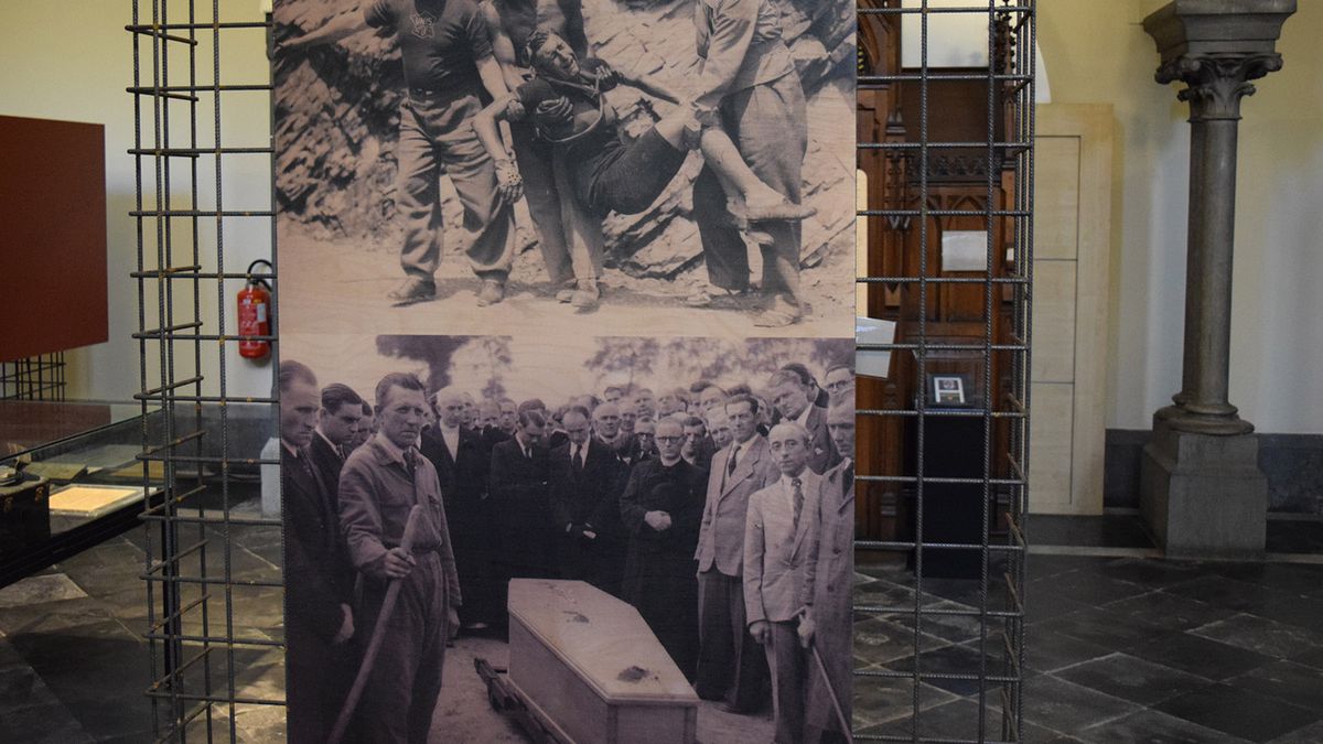Famous imagery is used to depict religious scenes. The top photo depicts Jesus' body being removed from the cross, with the bottom photo representing Jesus' body being placed in the tomb