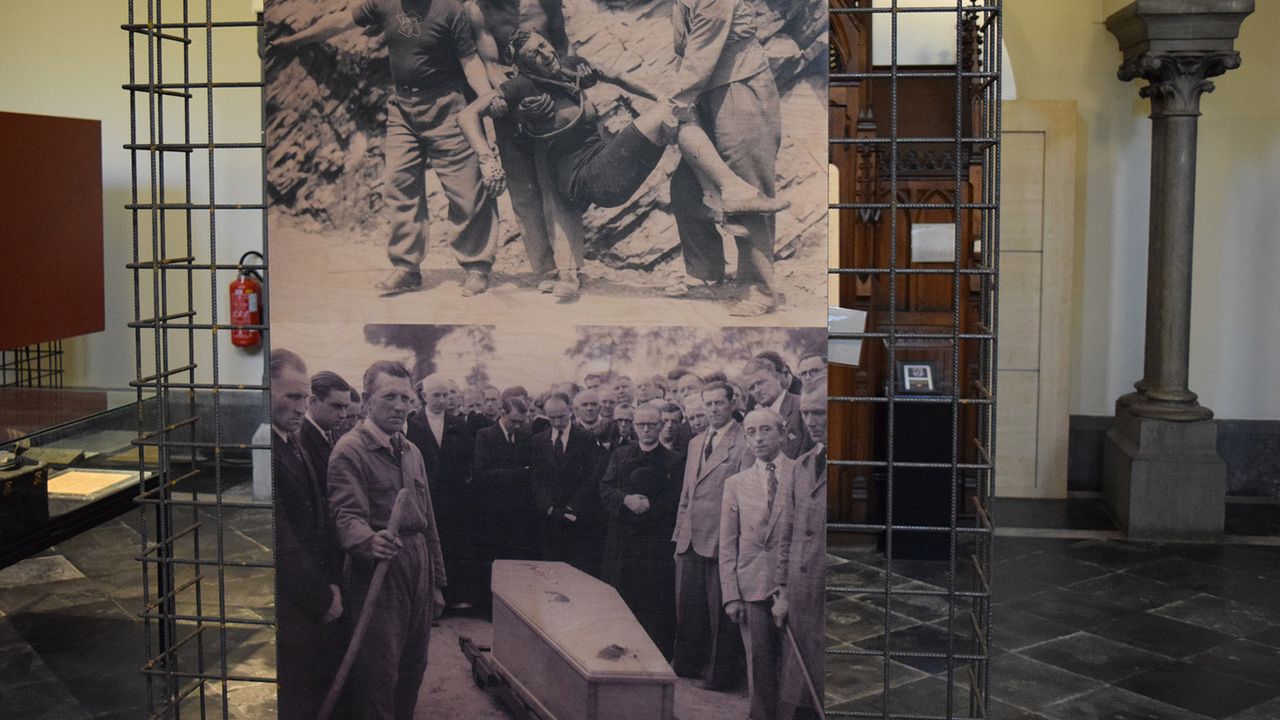 Famous imagery is used to depict religious scenes. The top photo depicts Jesus' body being removed from the cross, with the bottom photo representing Jesus' body being placed in the tomb