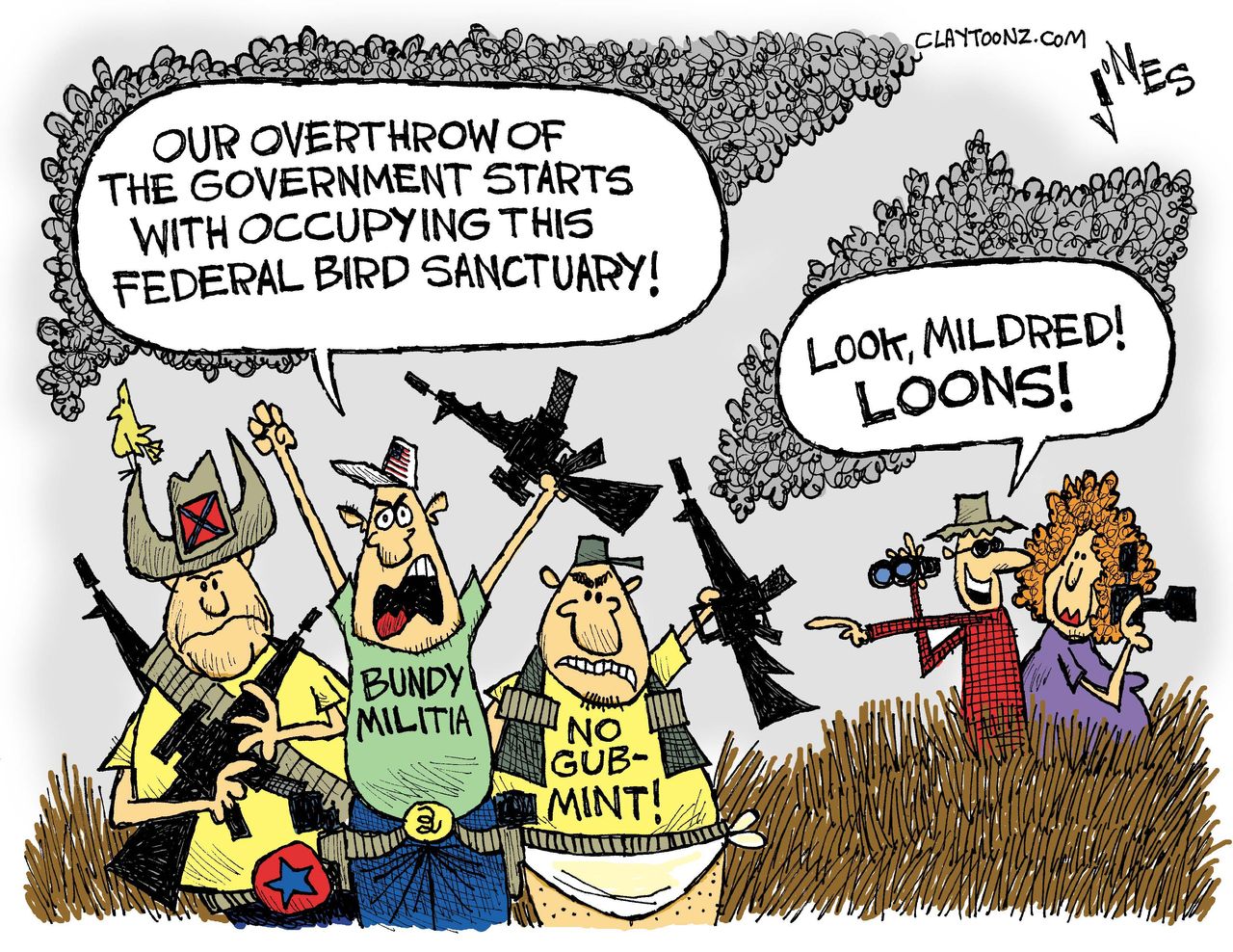 Editorial cartoon U.S. Militia Protest