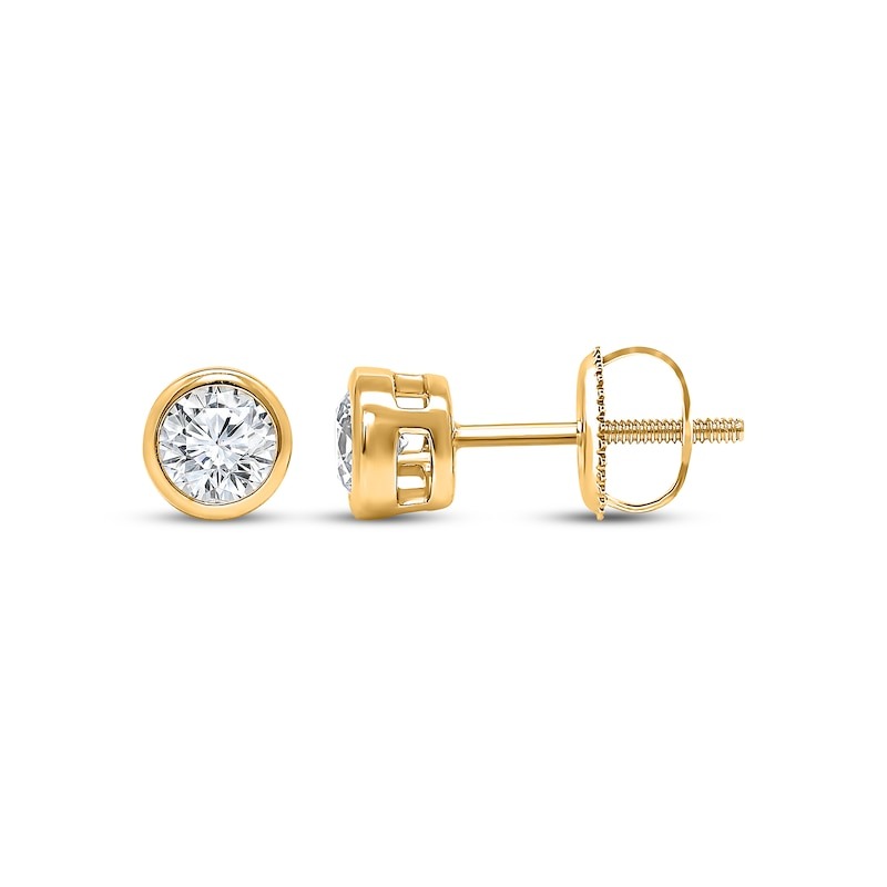 kay, Kay Lab-Grown Diamonds Round-Cut Bezel-Set Solitaire Stud Earrings 1/2 Ct Tw 14k White Gold (f/si2)