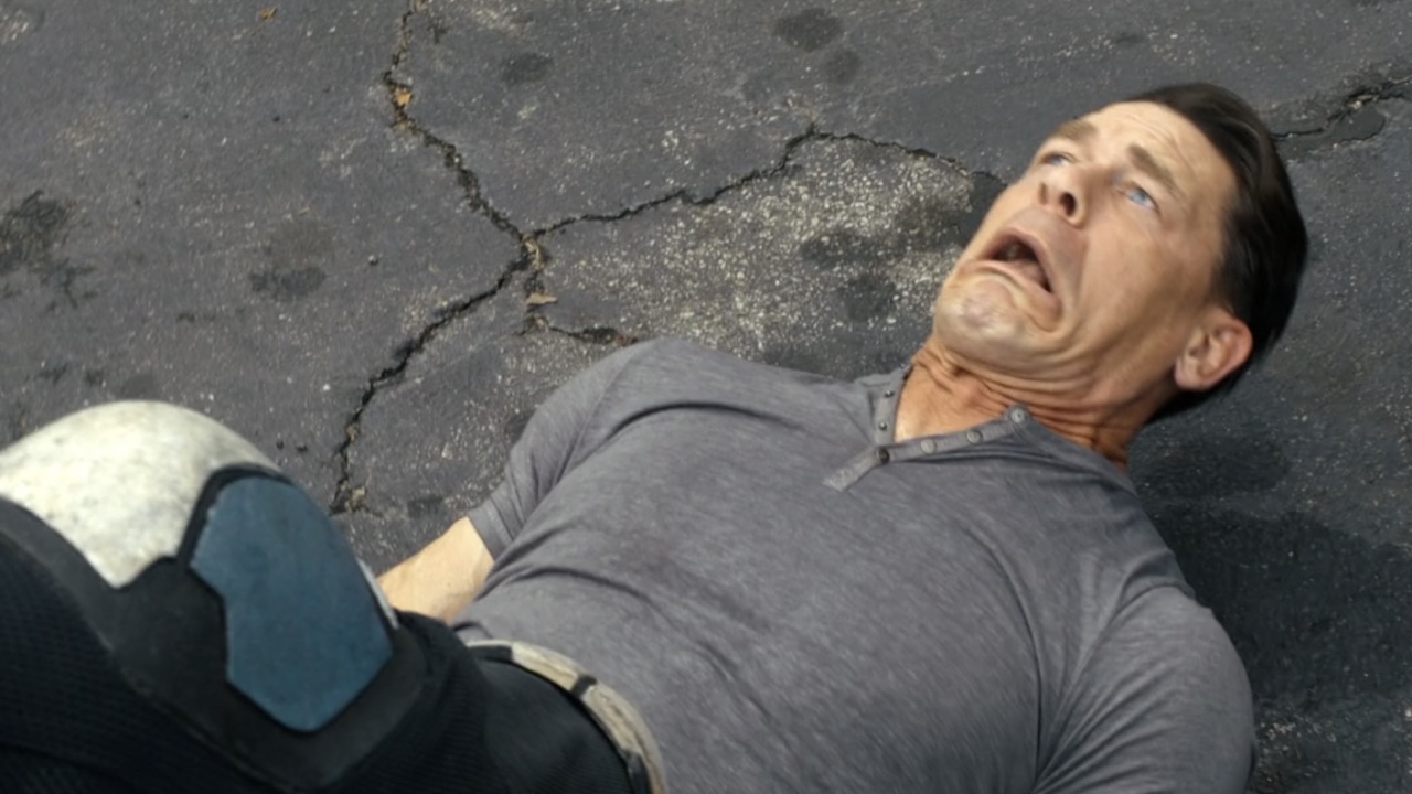 Chris getting tasered by Vigilante on the ground in Peacemaker Season 2 finale