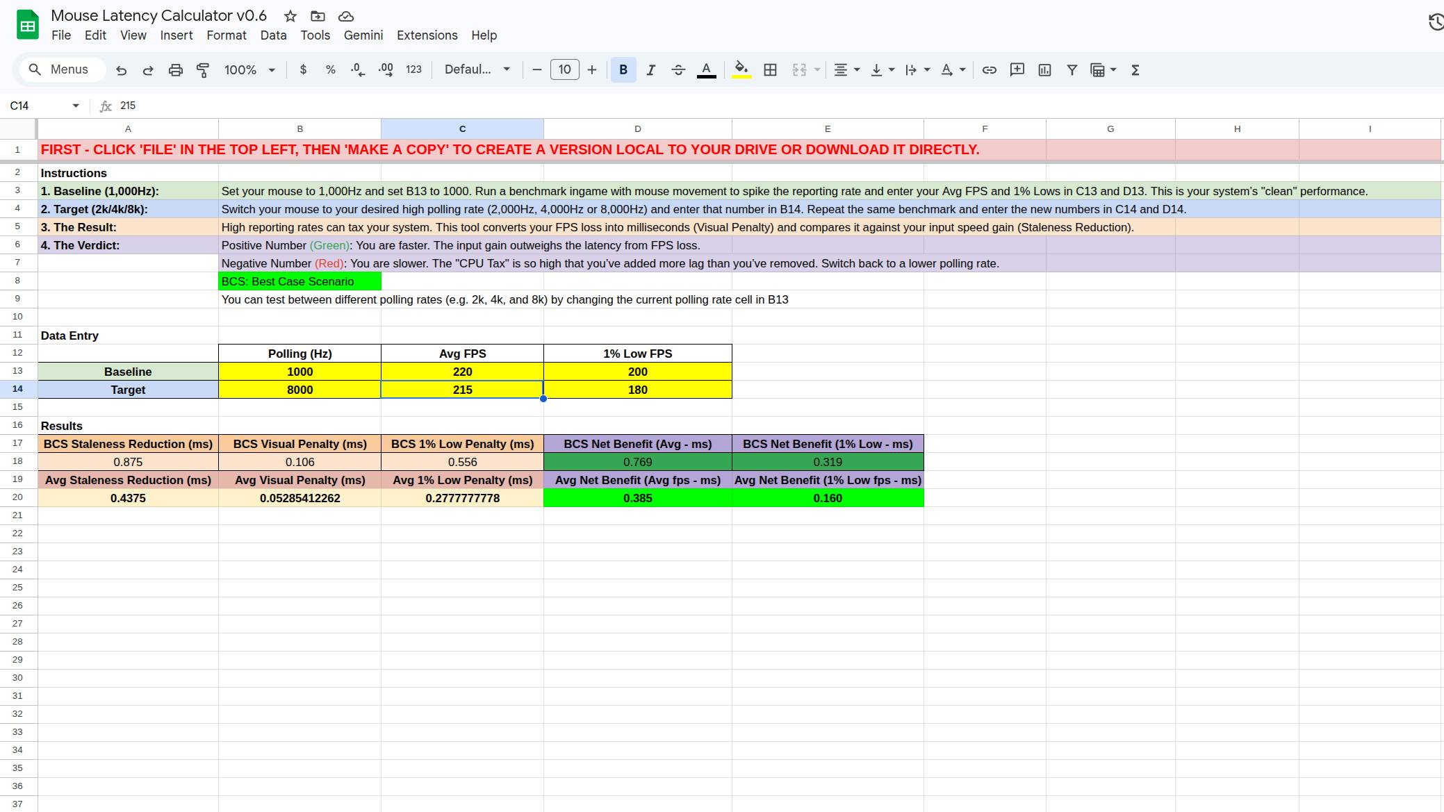 BaldSquid's spreadsheet for figuring out mouse polling rate latency effects.
