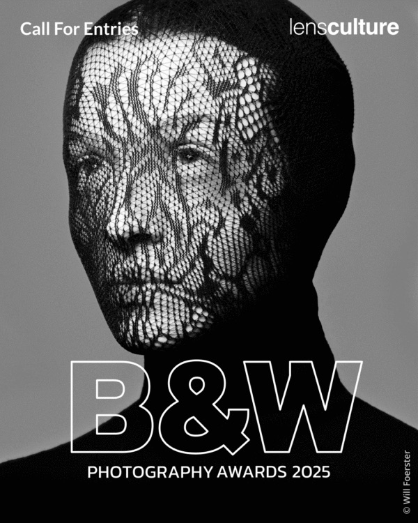 Black and white promotional image for the B&W Photography Awards 2025, featuring a silhouette with bold text overlay