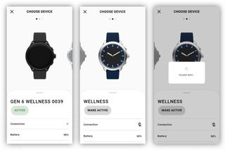 Switching watches on the Fossil Smartwatches app
