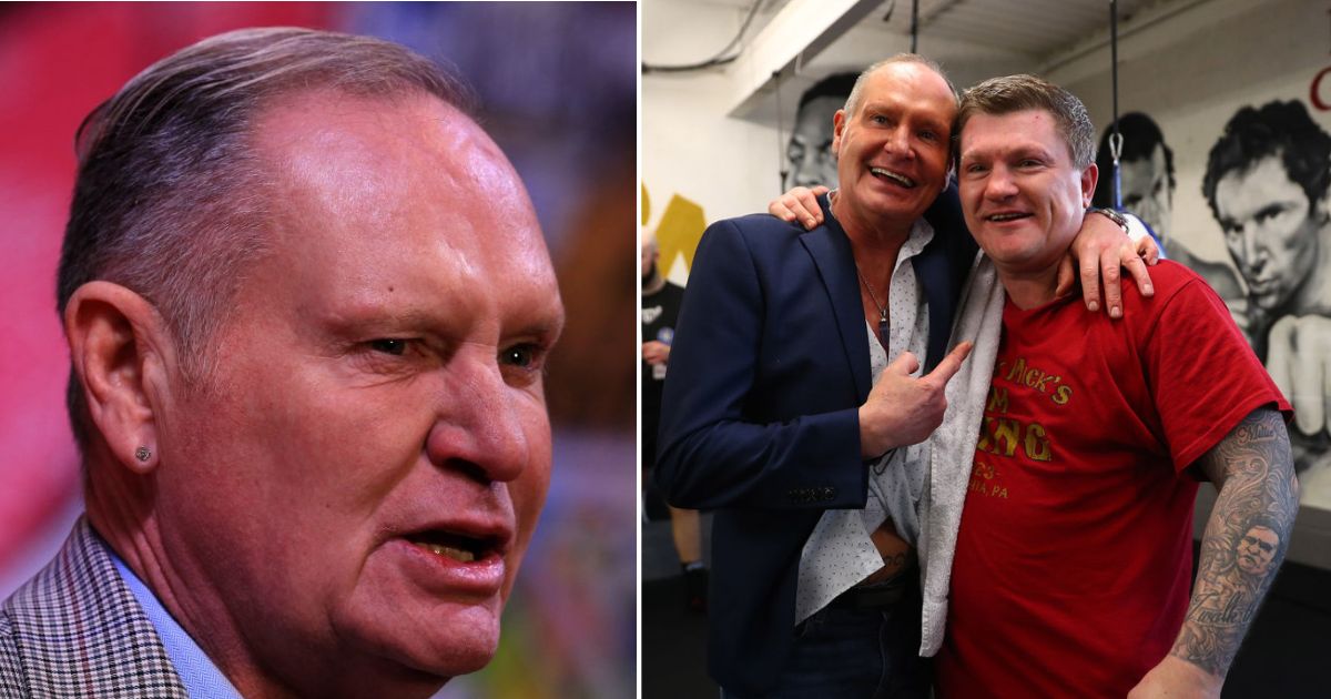 [left] Former Tottenham Hotspur and England footballer Paul Gascoigne poses upon arrival to attend the World Premiere of ROBBO: The Bryan Robson Story, in Manchester, northern England on November 25, 2021. [right] Ex-boxer Ricky Hatton and Ex-footballer Paul Gascoigne pictured during a Boxing Media Work Out at Kings Gym in Leicester on March 20, 2019 in Leicester, England