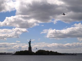 Enterprise and SCA Fly Above the Statue of Liberty