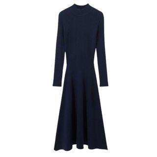 Reiss Round Neck Ribbed Midi Dress