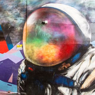 space man paint on wall