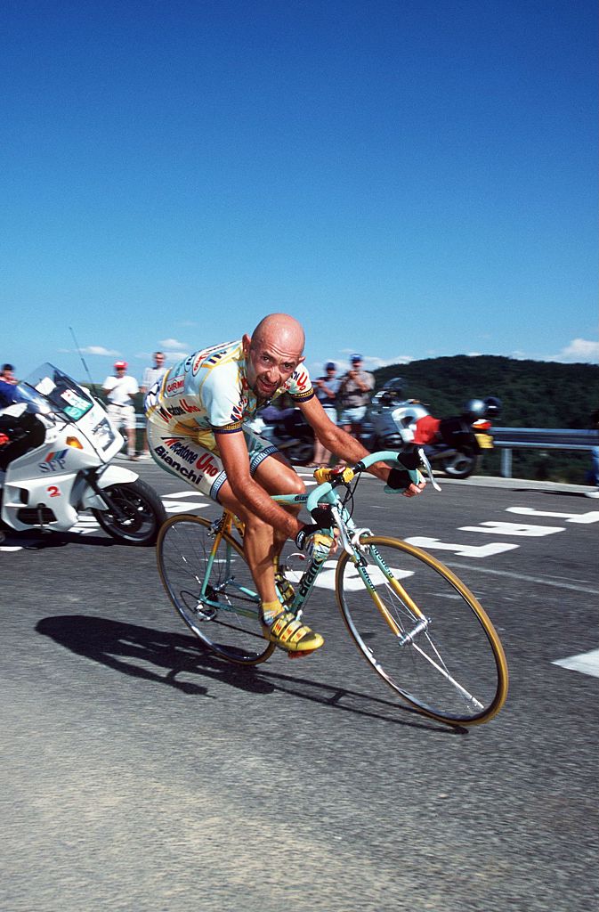 Italian rider Marco Pantani Mercatone Uno in action between Luchon and the Beille Plateau during stage 11 of the 1998 Tour de France Photo by Franck SeguinCorbisVCG via Getty Images