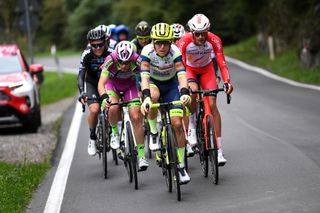 BERGAMO ITALY OCTOBER 09 Jan Bakelants of Belgium and Team Intermarch Wanty Gobert Matriaux competes in the breakaway during the 115th Il Lombardia 2021 a 239km race from Como to Bergamo ilombardia UCIWT on October 09 2021 in Bergamo Italy Photo by Tim de WaeleGetty Images