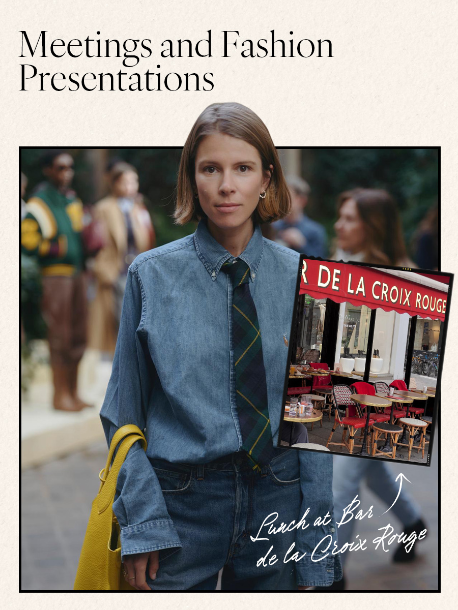 Woman in canadian tuxedo and tie