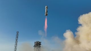 Blue Origin NS-22 lifts off from west Texas on Aug. 4, 2022.