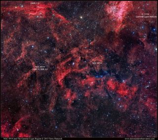 Gamma Cygni Region with NGC 6914, Annotated