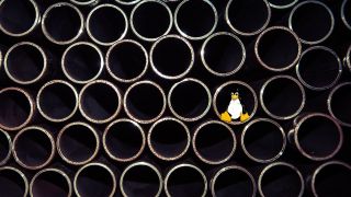 Tux in a pipe
