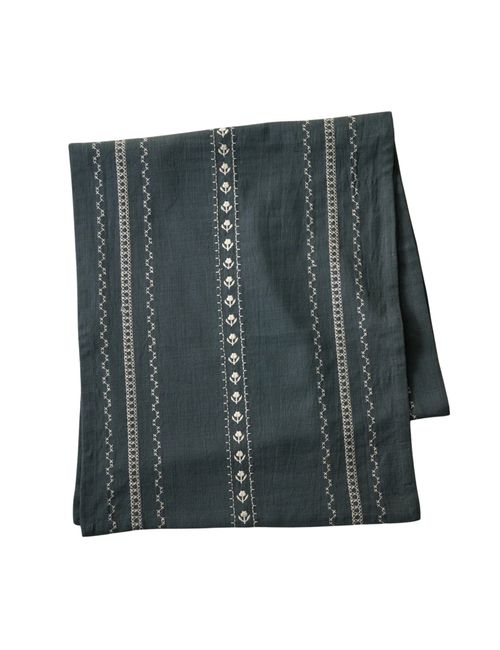 Dusty Blue Embroidered Table Runner