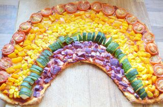 Rainbow vegetable pizza