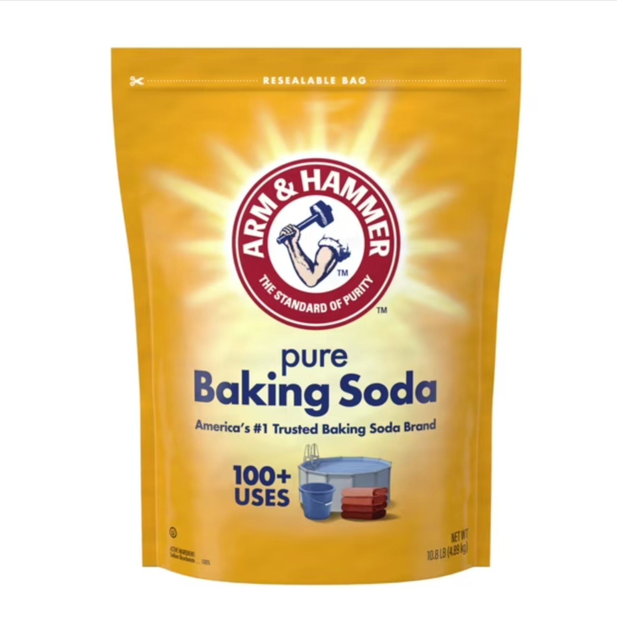 ARM & HAMMER Pure Baking Soda, for Baking, Cleaning & Deodorizing, Pool 10.8 lb Bag