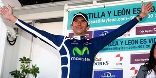 Xavier Tondo (Movistar) on the podium to receive the final leader's jersey.