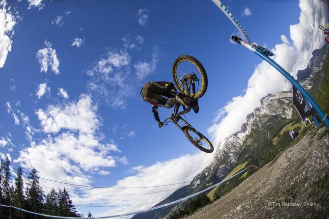 Getting some air on the top section of the course