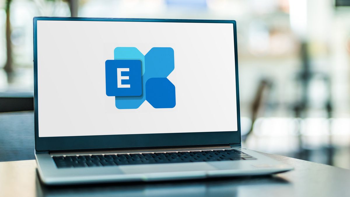 The Microsoft Exchange Server software being accessed on a notebook device