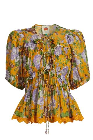 Farm Rio Capri Floral V-Neck Blouse (Was $198) 