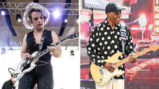 Left–Samantha Fish performs at The Amp Ballantyne on October 04, 2025 in Charlotte, North Carolina; Right–Buddy Guy performs at Stern Grove on August 06, 2023 in San Francisco, California