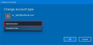 Windows 10 change account type