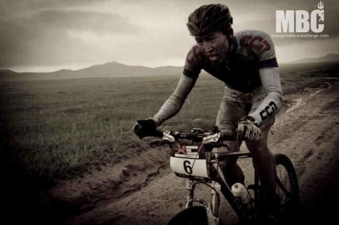 A rider in the Mongolia Bike Challenge