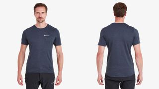 Montane Dart T-shirt in eclipse blue worn by model