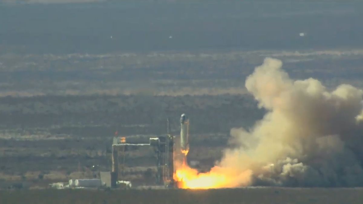 Blue Origin's first upgraded New Shepard rocket and crew capsule launches on an uncrewed suborbital flight from the company's West Texas test site on Jan. 14, 2021.